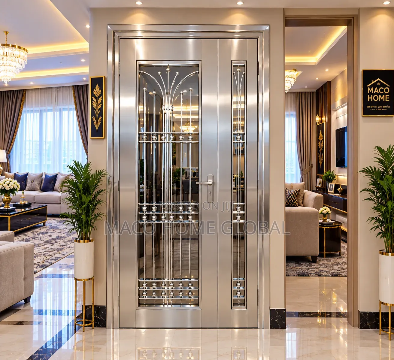 4ft by 7ft Stainless Steel Glass Door