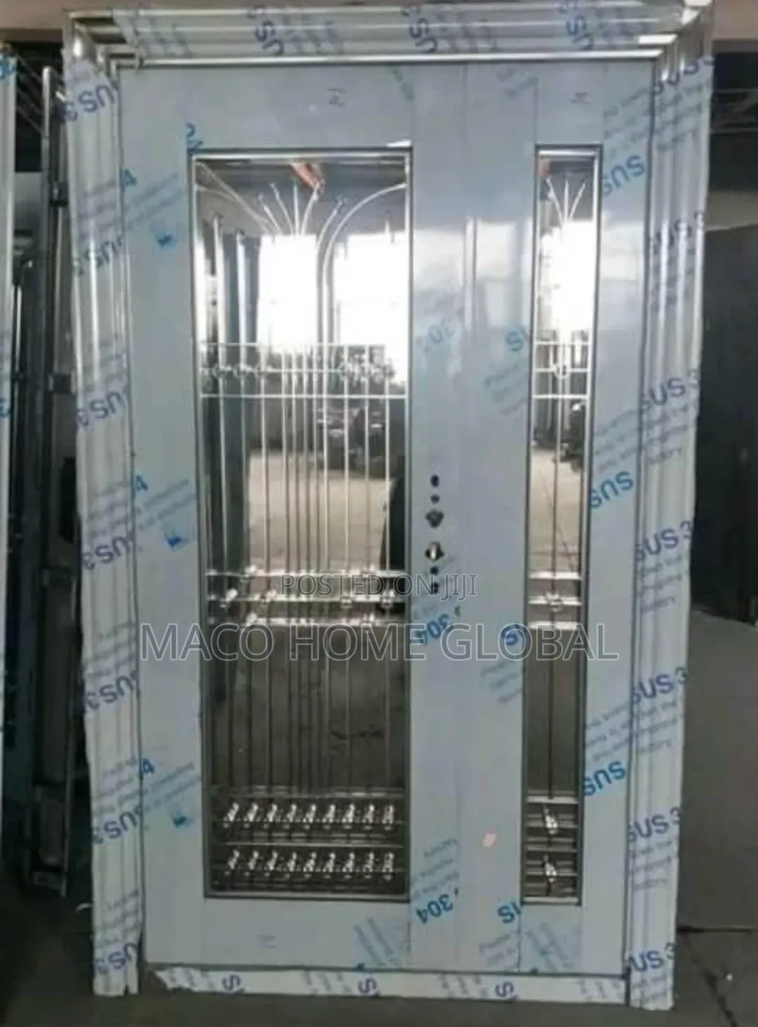 4ft by 7ft Stainless Steel Glass Door