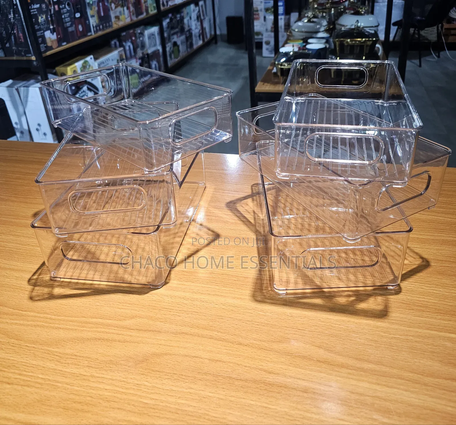 6-Piece Clear Stackable Fridge Pantry Organizer Bins Set