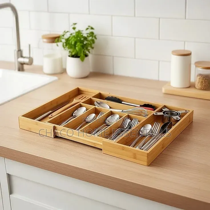 Wooden / Bamboo Cutlery Organizer / Drawer Tray