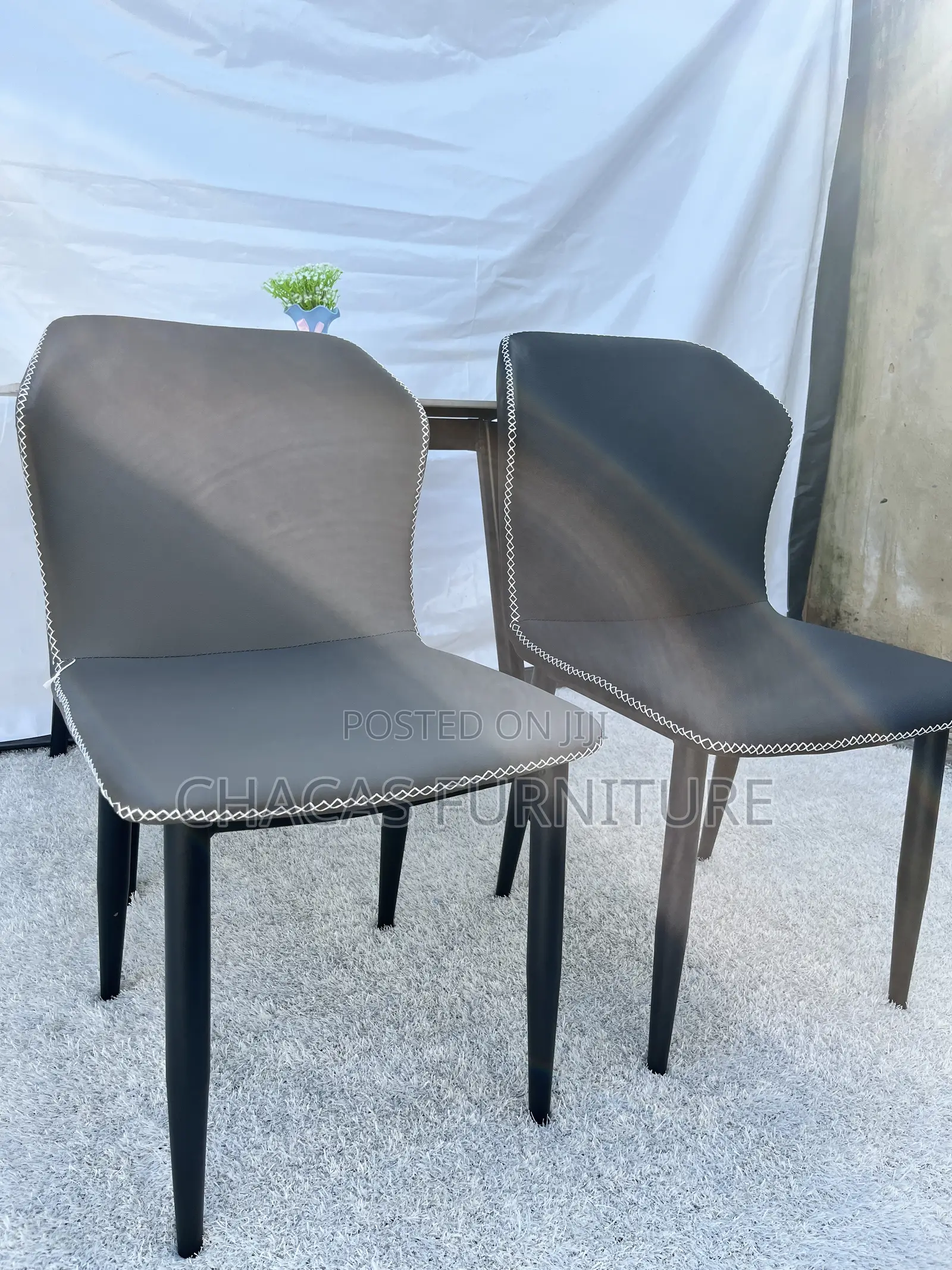 Modern Leatherette Dining Chair With Contrast Cross-Stitching