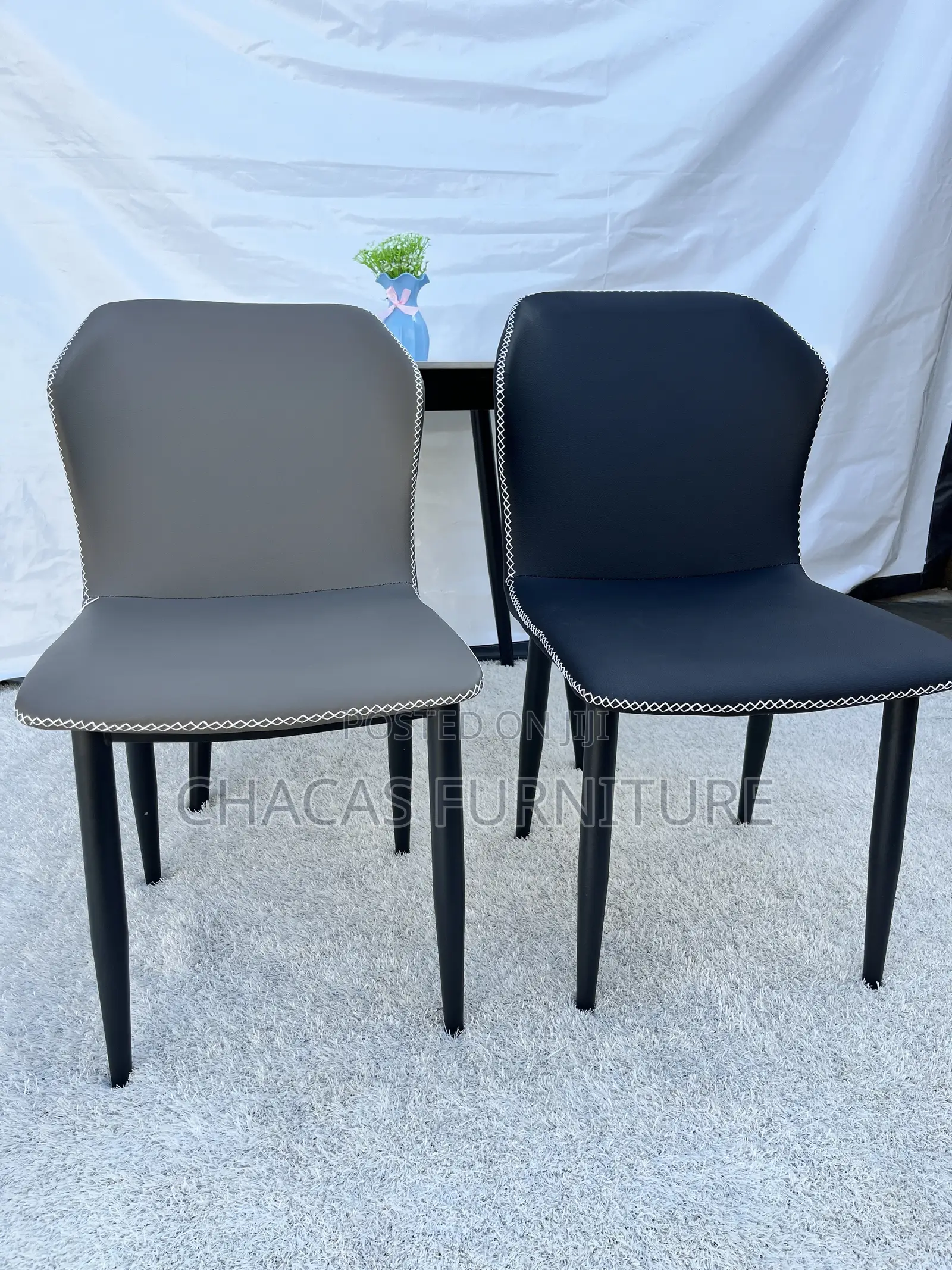 Modern Leatherette Dining Chair With Contrast Cross-Stitching