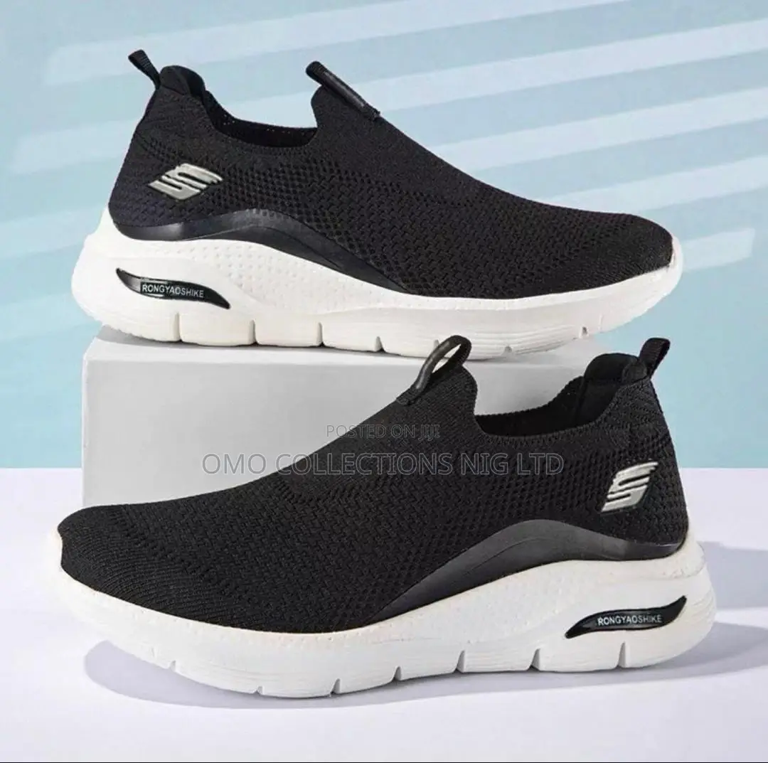 Premium Men’s Black Slip-on Athleisure Sneakers - Fully Boxed