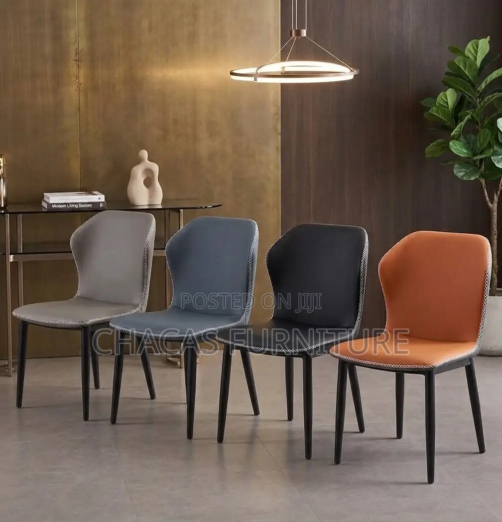 Modern Leatherette Dining Chair With Contrast Cross-Stitching