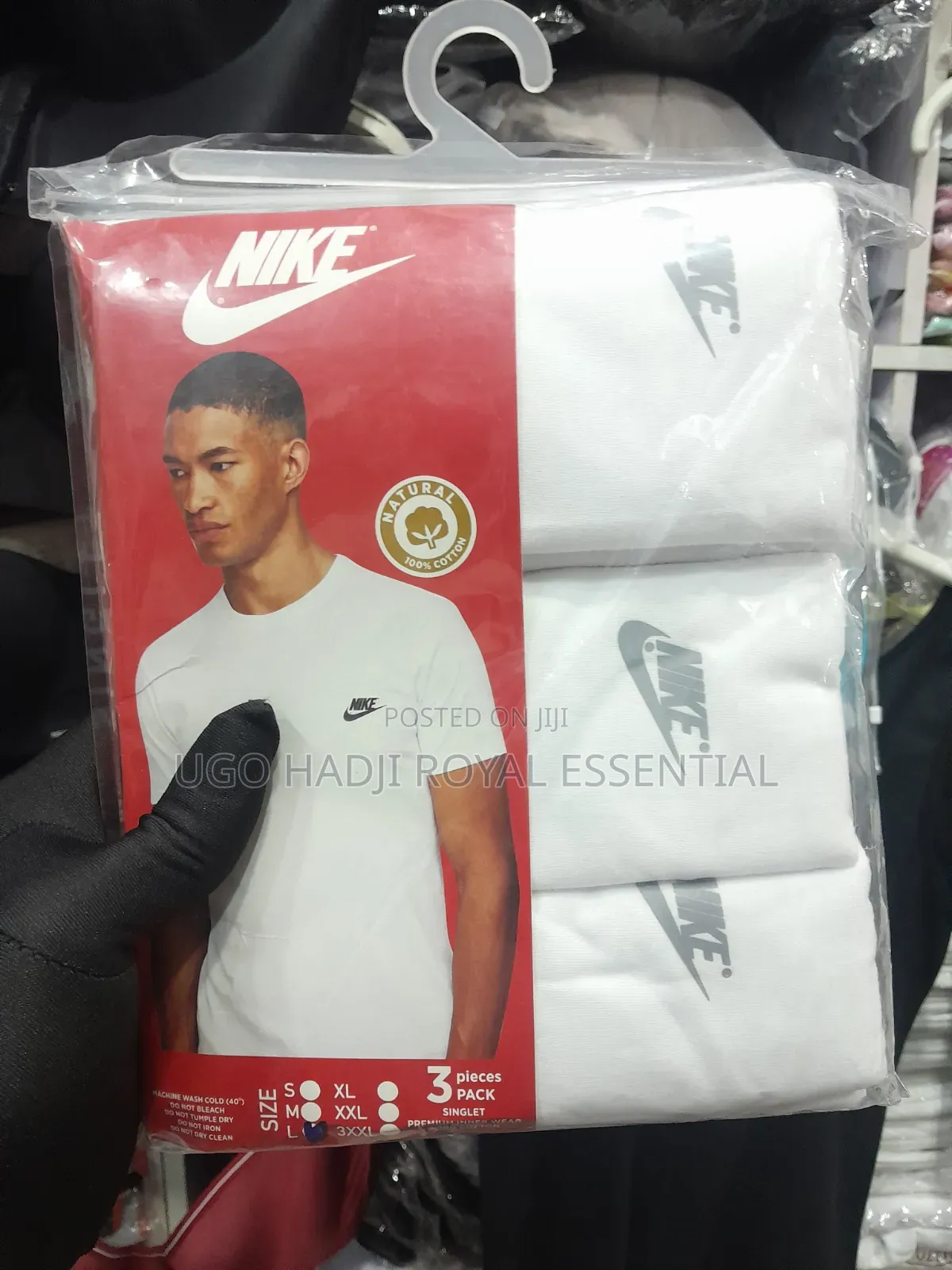 Nike Men's 100% Natural Cotton Singlets - 3-in-1 Pack (White)