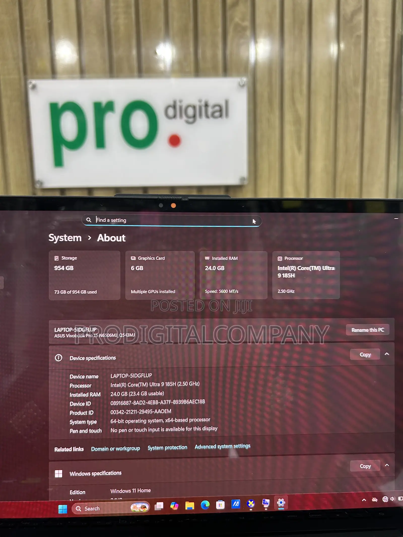 Laptop Asus VivoBook Pro 15 N580VD 24GB Intel Core Ultra 9 SSD 1T