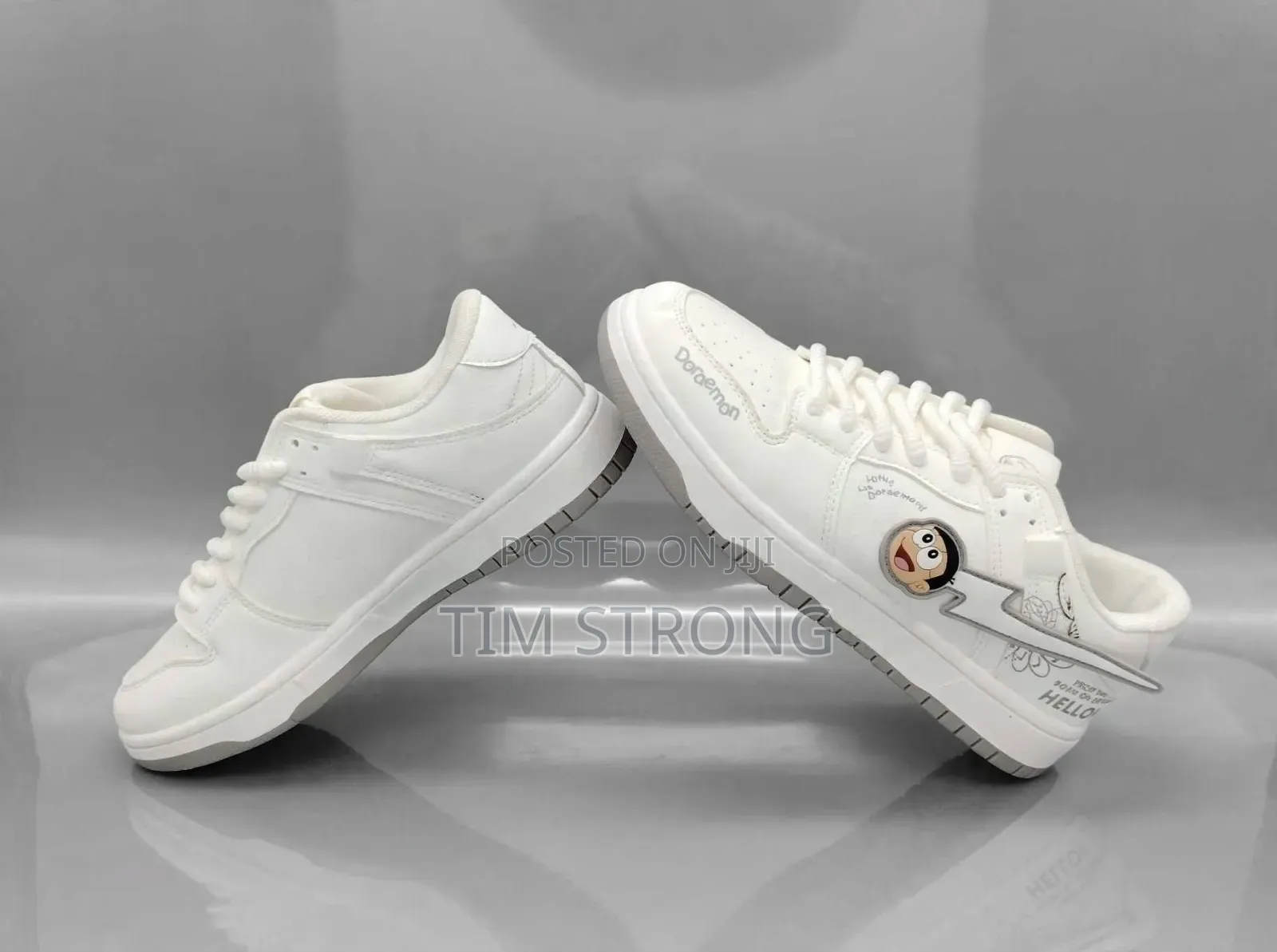 Doraemon White Sneakers - Cute Anime Design - Unisex Low Cut