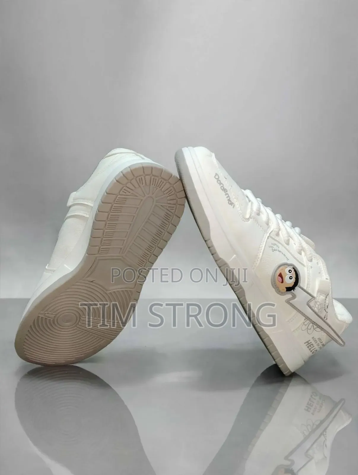 Doraemon White Sneakers - Cute Anime Design - Unisex Low Cut