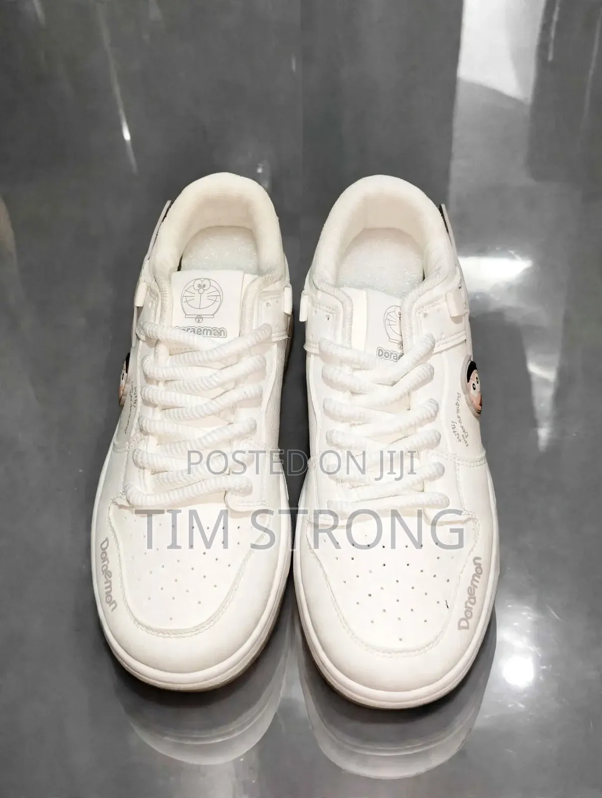 Doraemon White Sneakers - Cute Anime Design - Unisex Low Cut