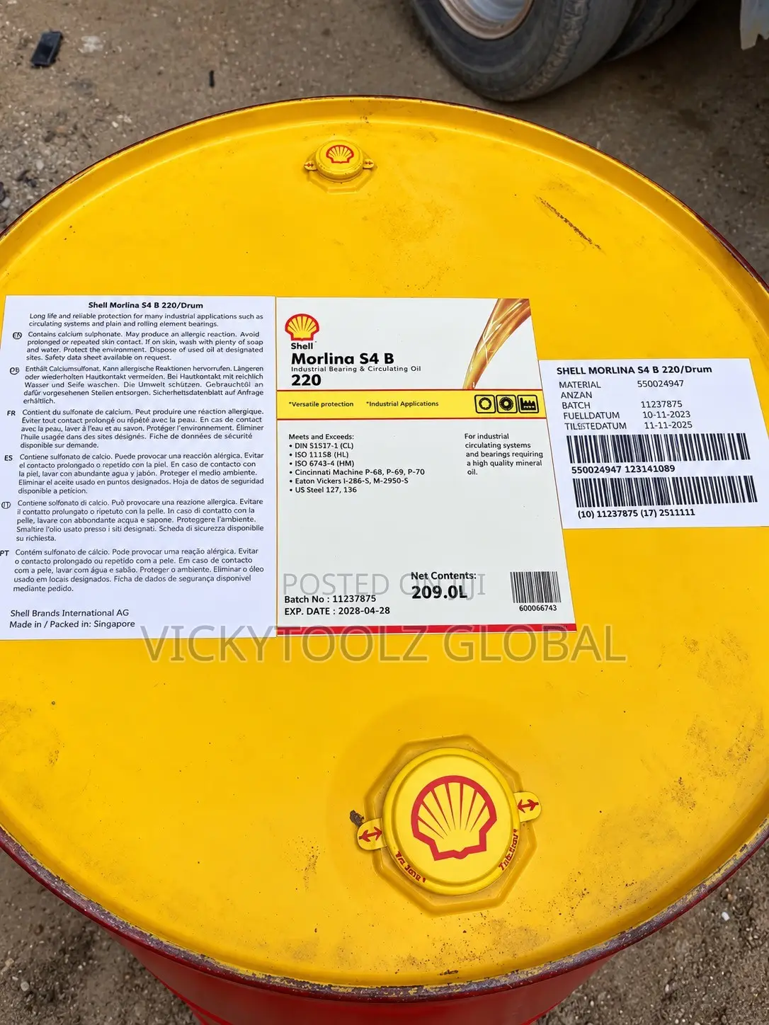 Shell Morlina S4 B 220 Bearing and Circulating Oil 209Liters