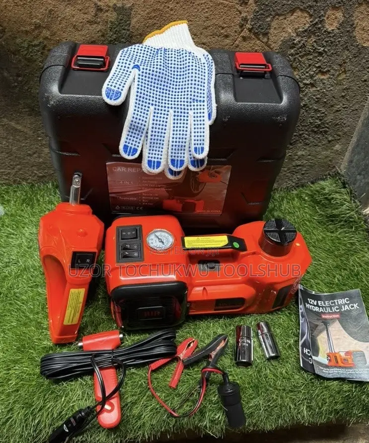 12V Electric Hydraulic Car Jack 4-in-1 | Electric Jack + Air Pump