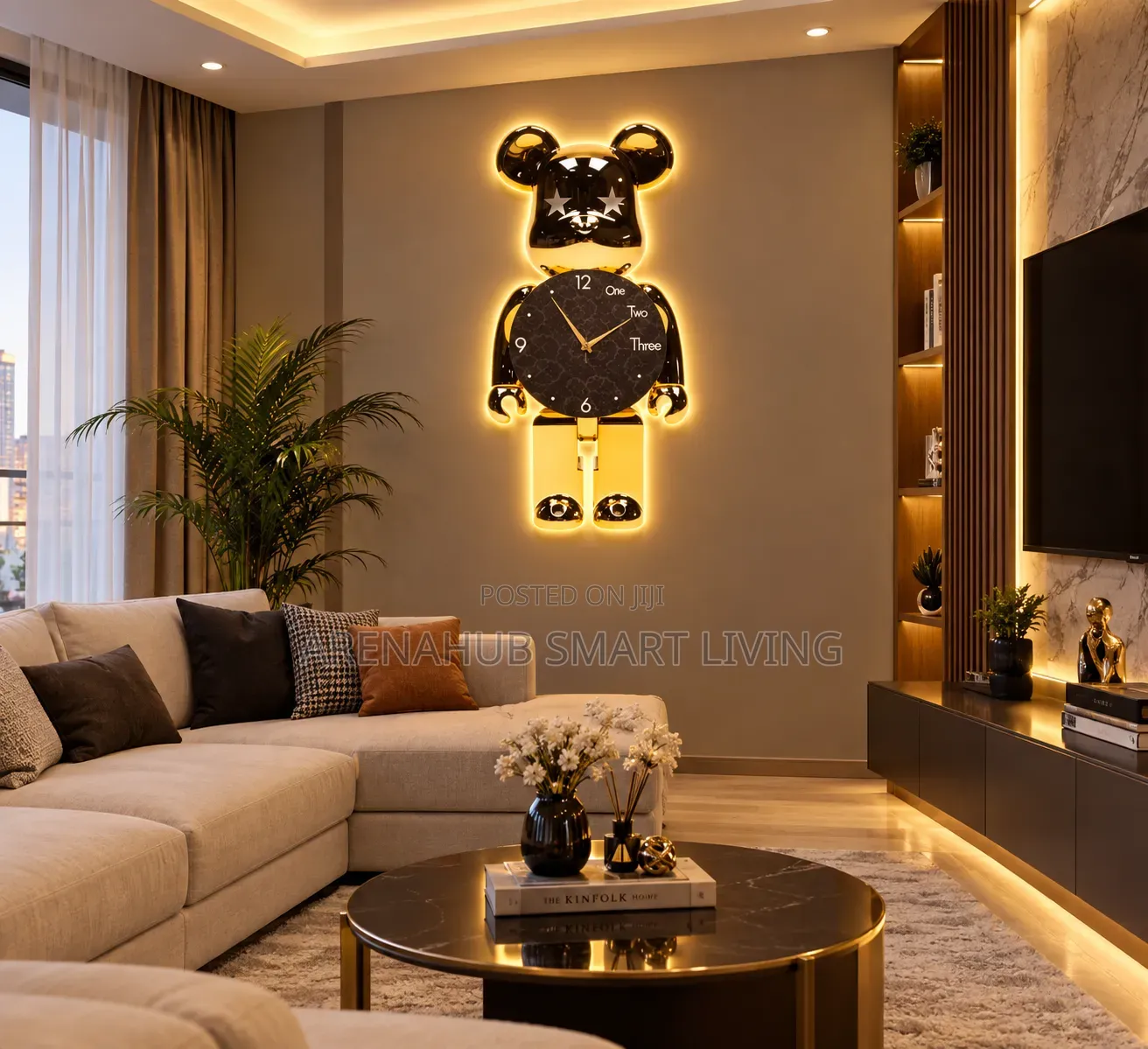 Trendy Bear Wall Clocks Living Room Led Light Wall Clocks Hanging