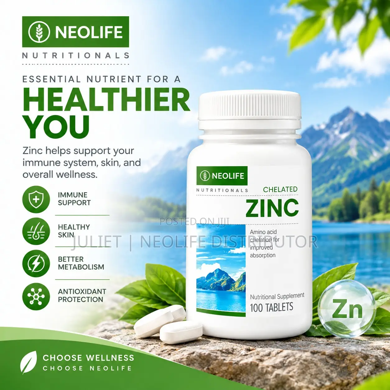 Neolife Chelated Zinc - 100 Tablets - Owerri