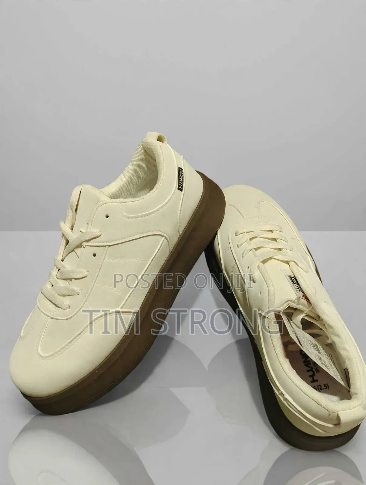 CREAM Sneakers With Brown Premiun Balance Sole Trendy - Unisex