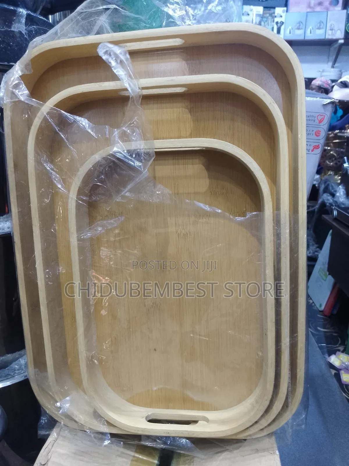 Curved Wooden Tray Set of 3