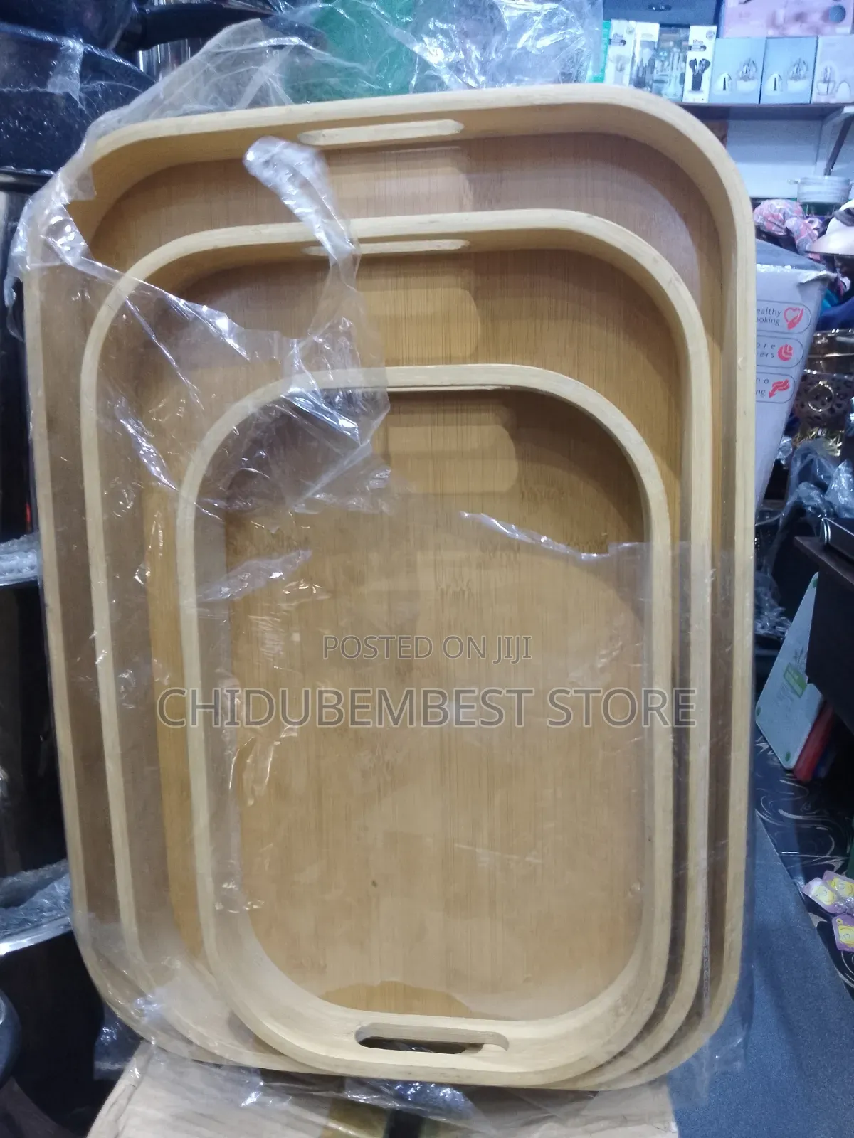 Curved Wooden Tray Set of 3