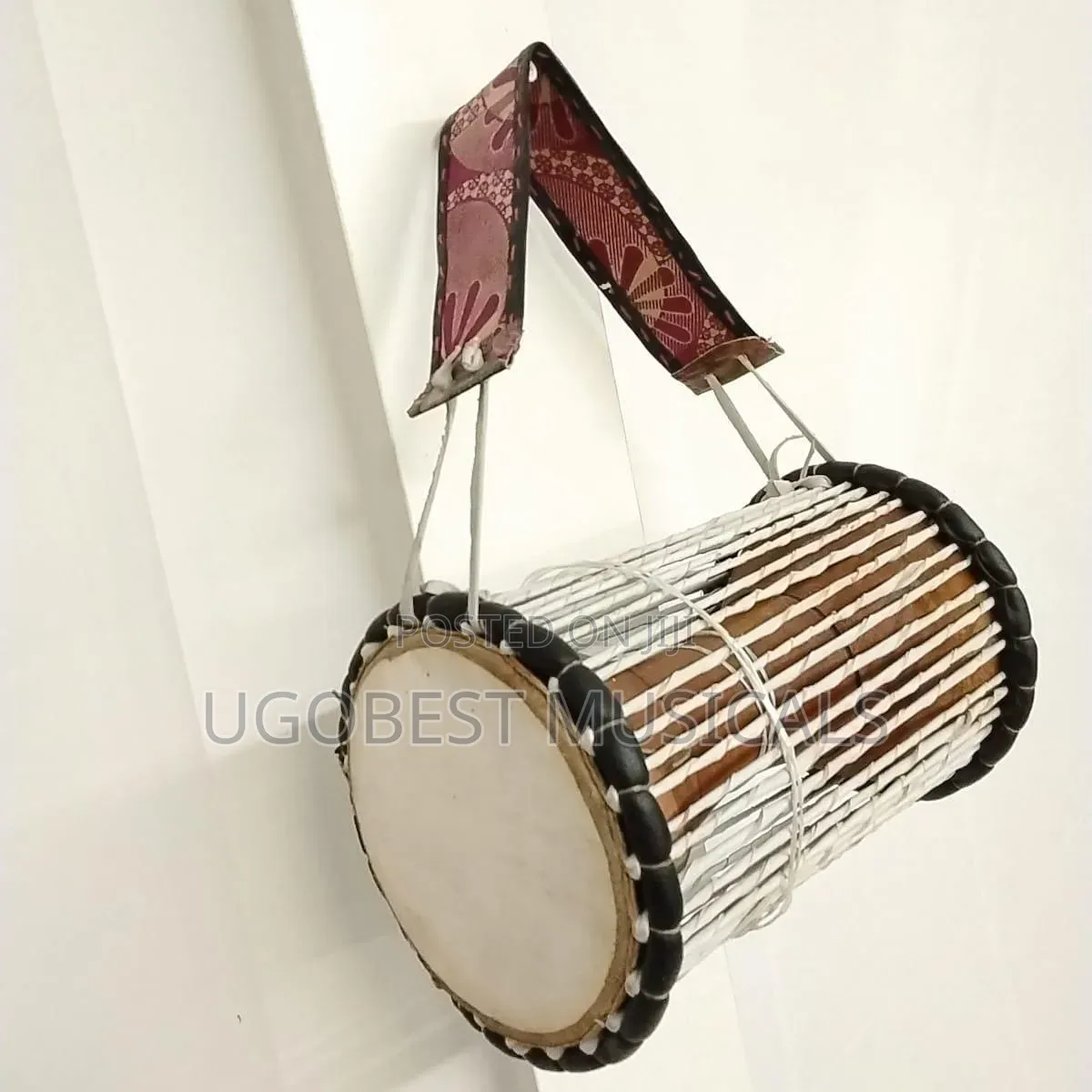 Handcrafted Traditional West African Talking Drum With Beater Strap