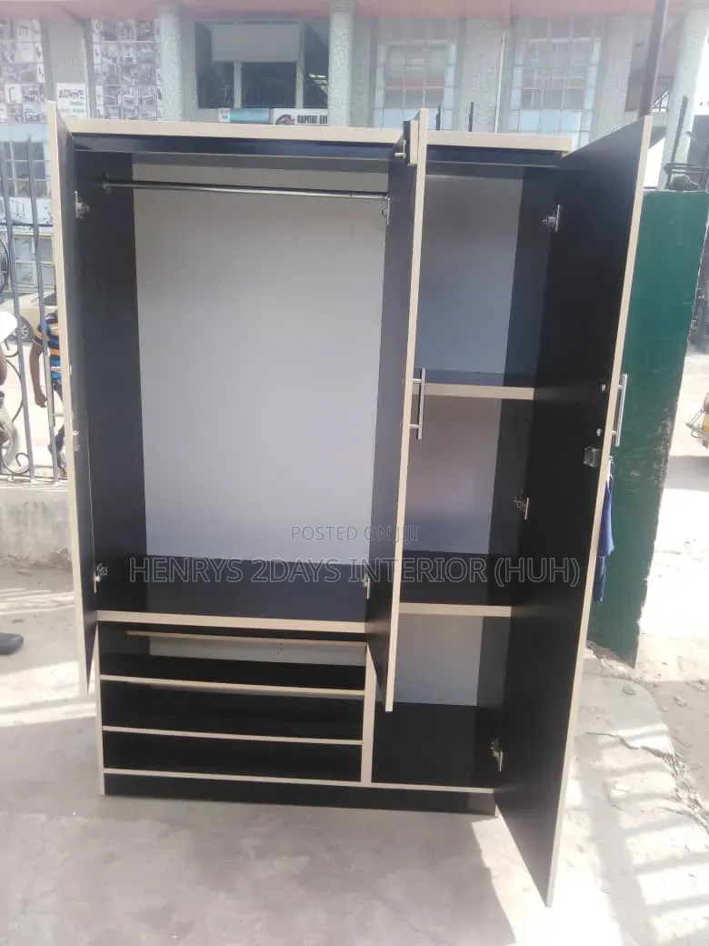Wardrobe Black Color With Shoe Rack