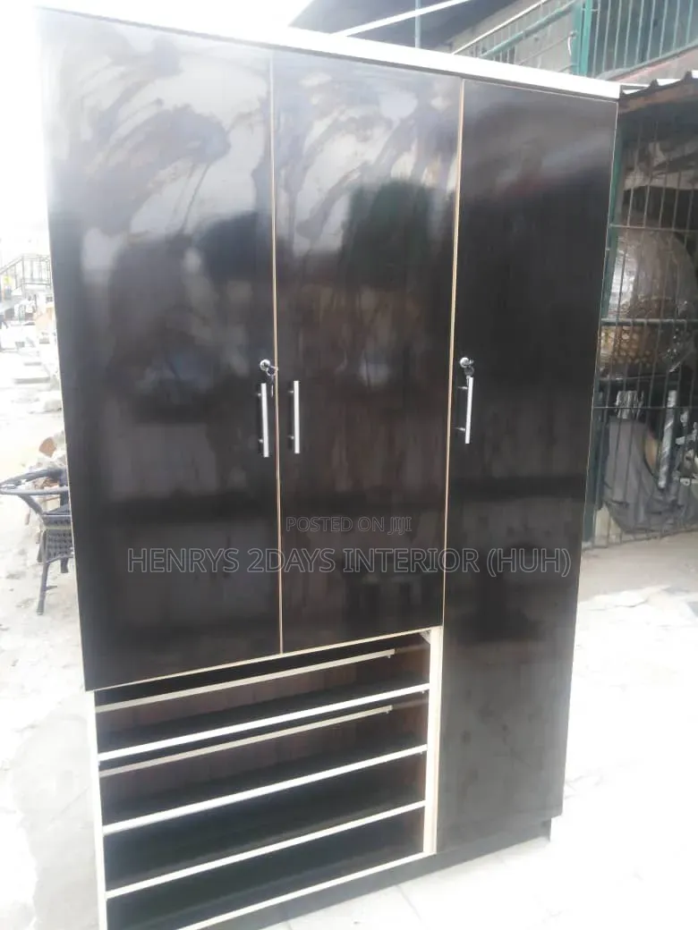 Wardrobe Black Color With Shoe Rack