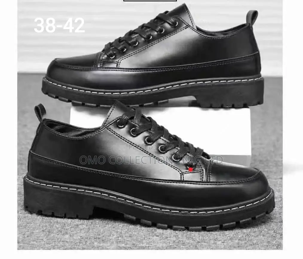High Quality Men's Black Leather Lace-Up Shoes - Oxford Fully Boxed