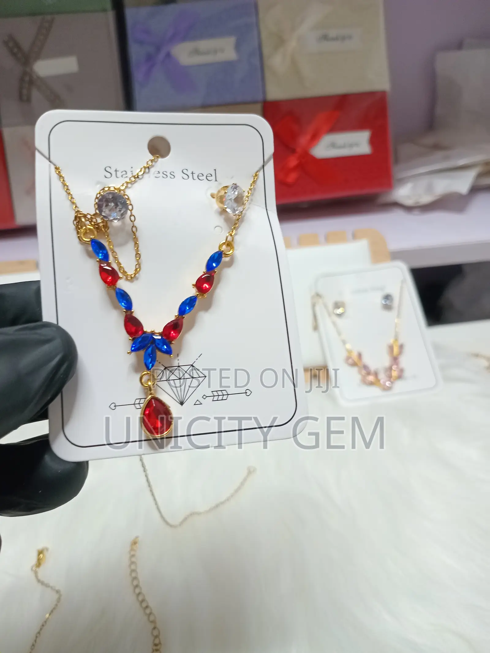 Stainless Steel Floral Crystal Necklace