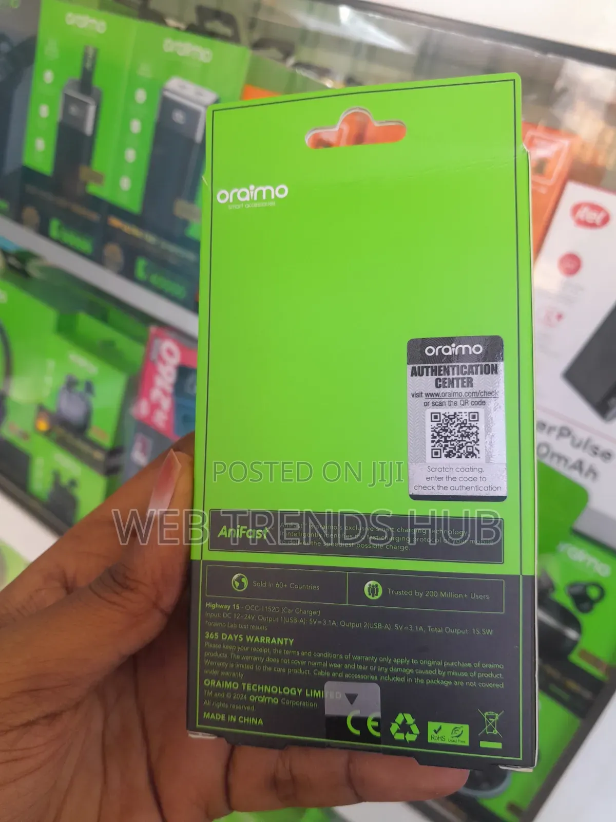 Oraimo Highway 15 Car Charger 15.5W Charge + 3-in-1 Cable (OCC-1152D)