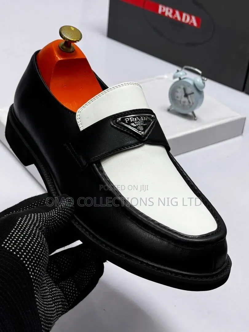 Premium Calvin Klein Men's Black and White Leather Shoes -Fully Boxed