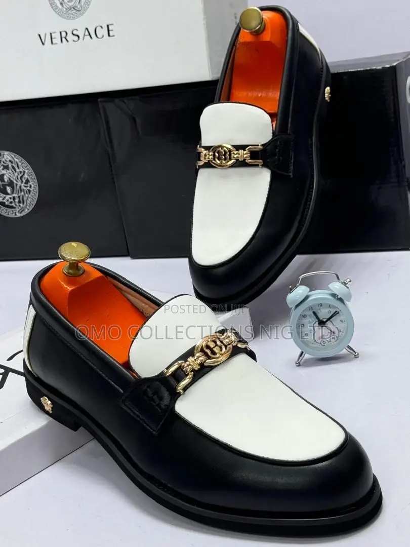 Premium Calvin Klein Men's Black and White Leather Shoes -Fully Boxed