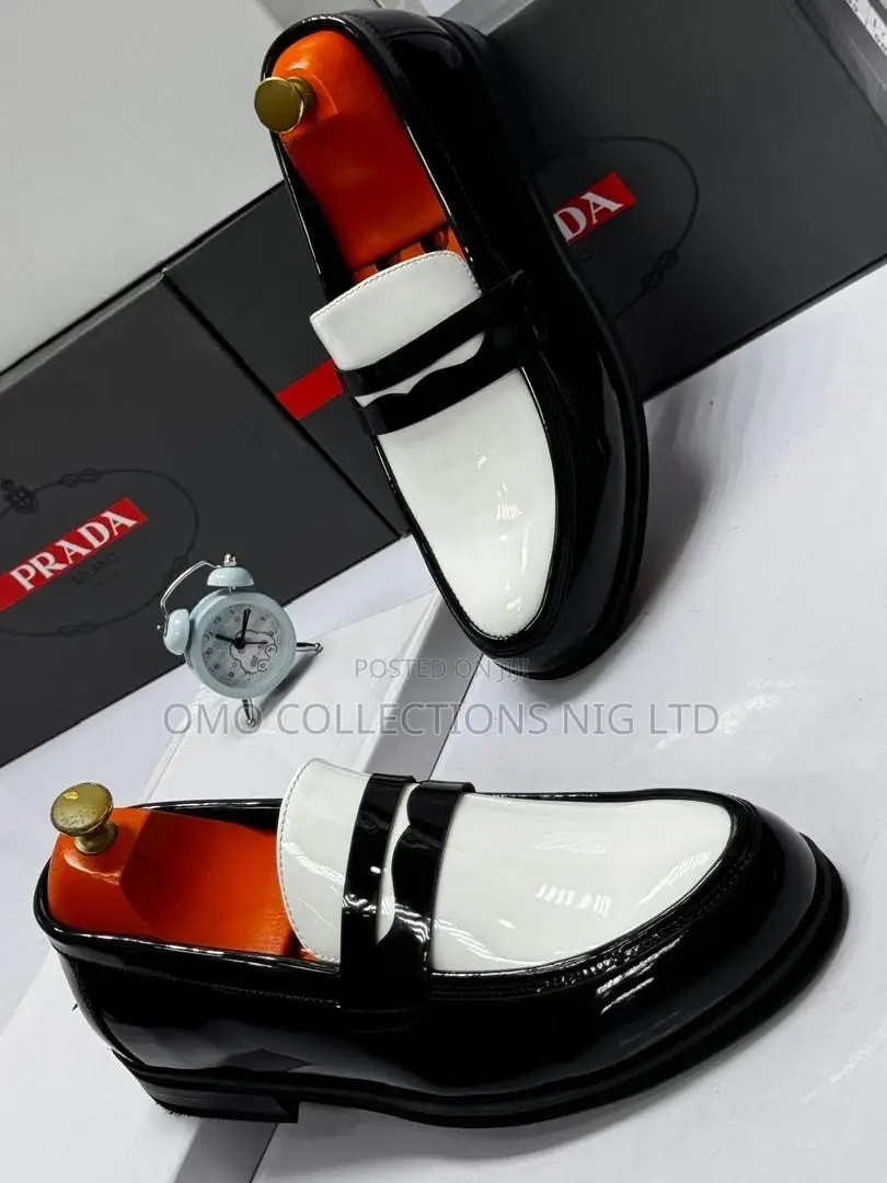 Premium Calvin Klein Men's Black and White Leather Shoes -Fully Boxed