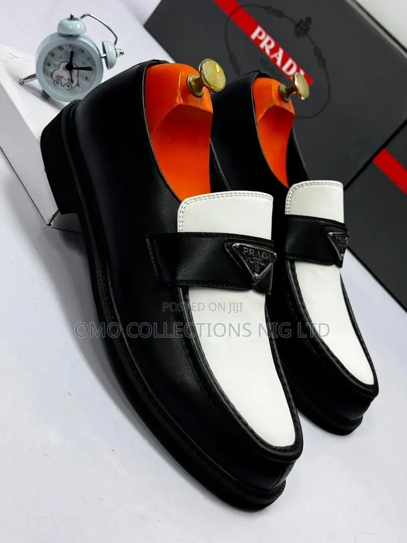 Premium Calvin Klein Men's Black and White Leather Shoes -Fully Boxed