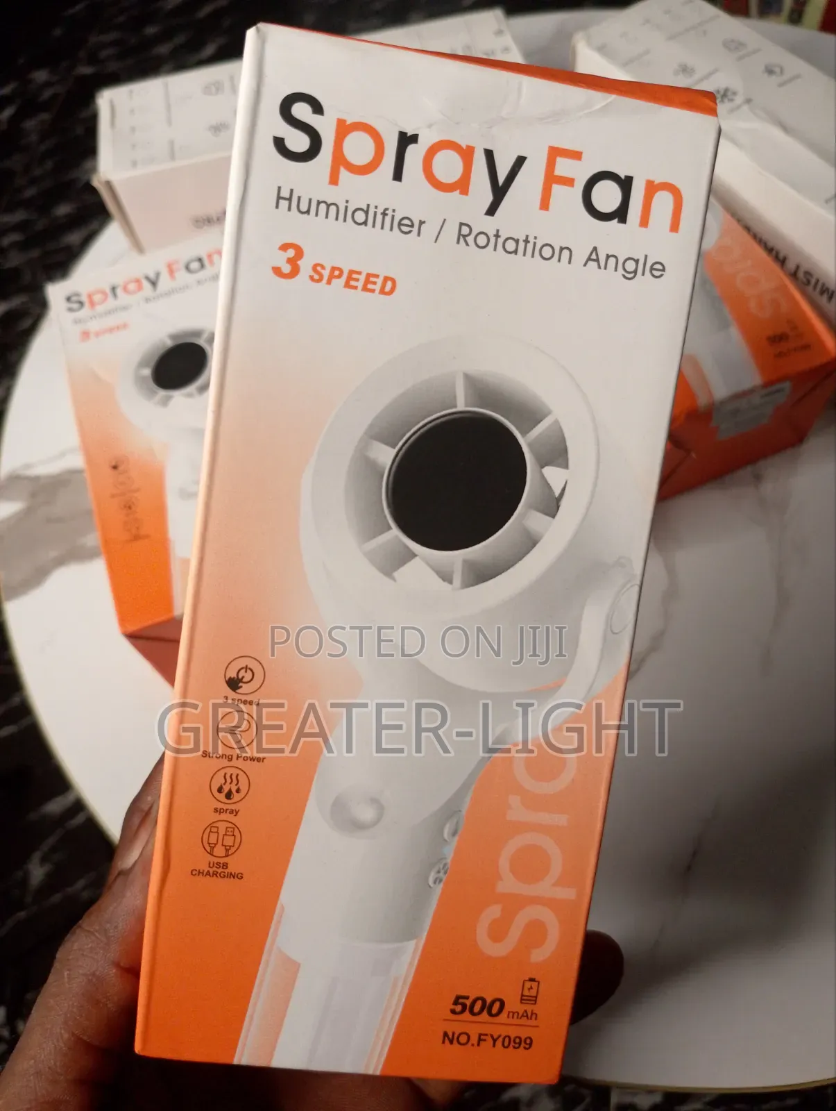 Premium FY099 Rechargeable Spray Fan With Cooling Mist - Brand New