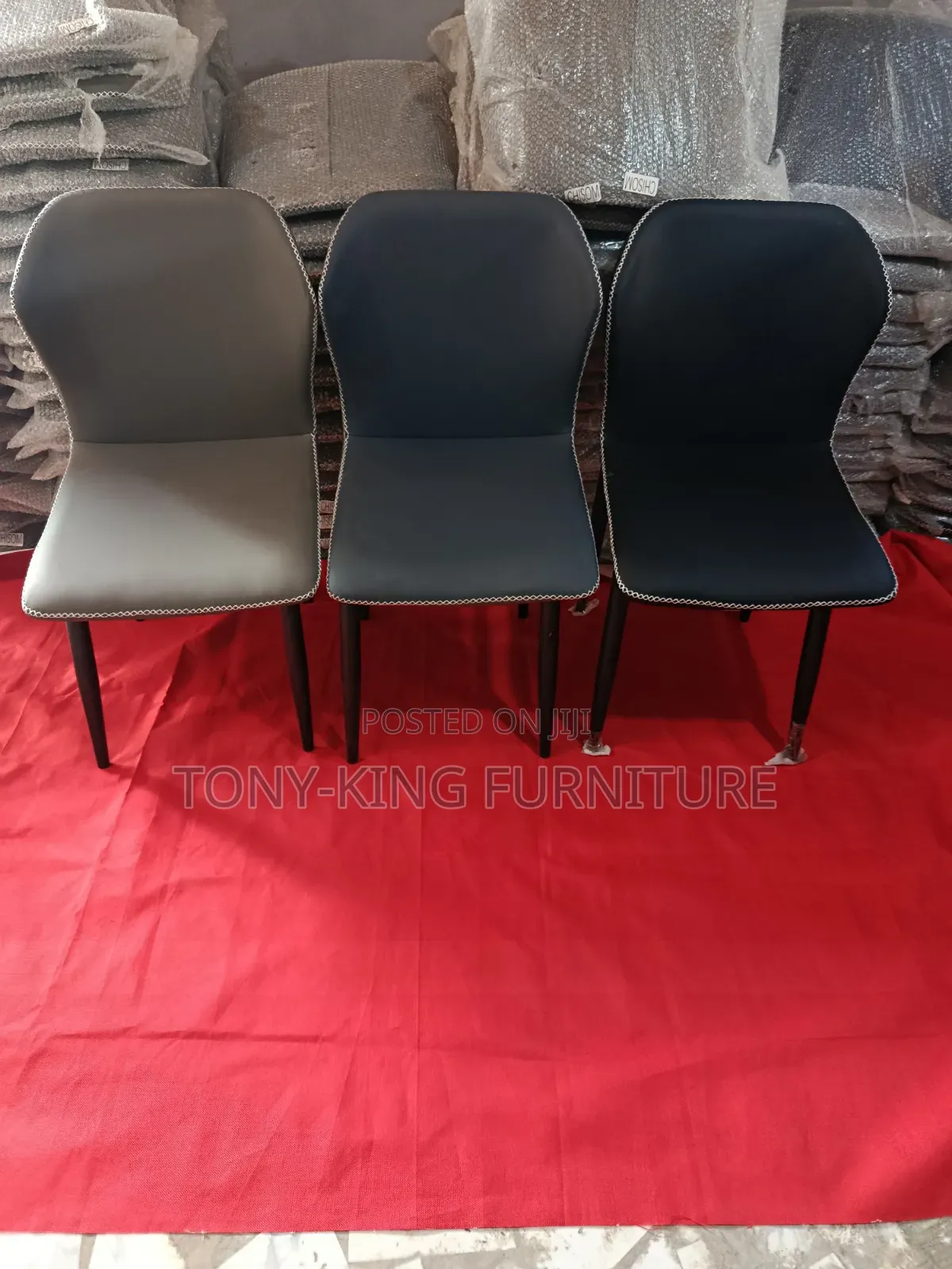 Imported Restaurant/Dining Chair Set Padded Leather Black Metal Legs