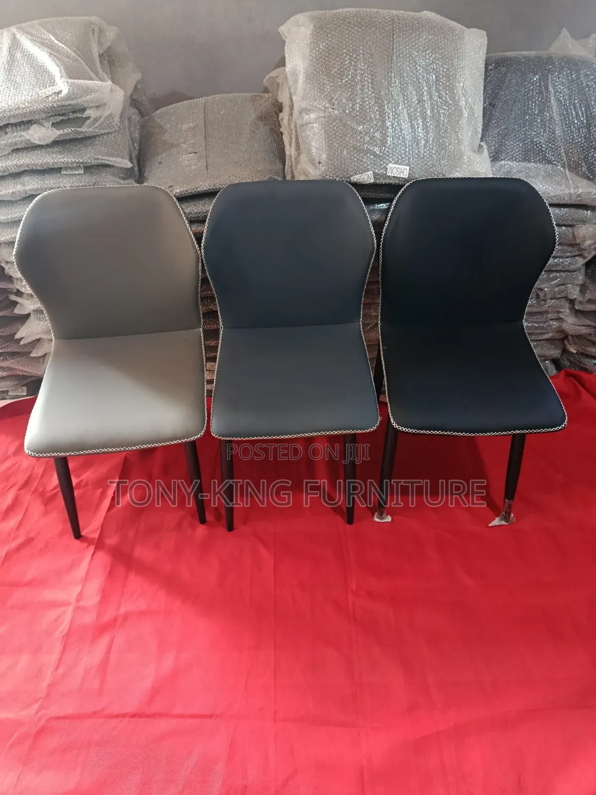 Imported Restaurant/Dining Chair Set Padded Leather Black Metal Legs