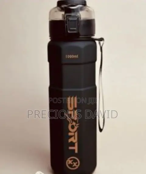 1000ml Black Sports Water Bottle – Leak-Proof Flip Lid