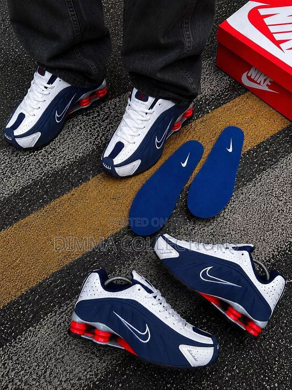 Nike Shox R4 ( Midnight Navy / White / Gym Red )” Snks”* *