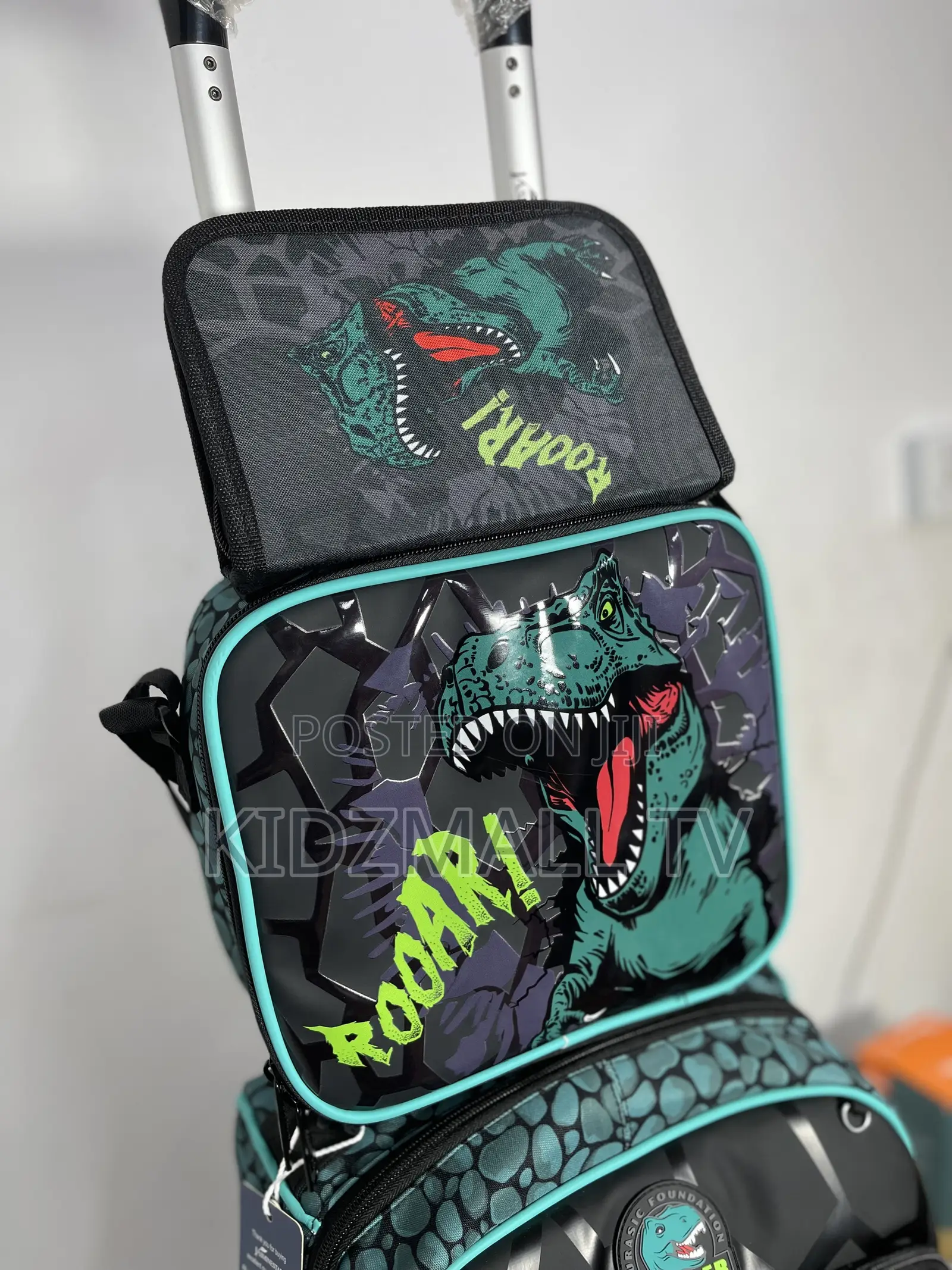 Dinosaur 3-Piece School Trolley Bag Set for Boys