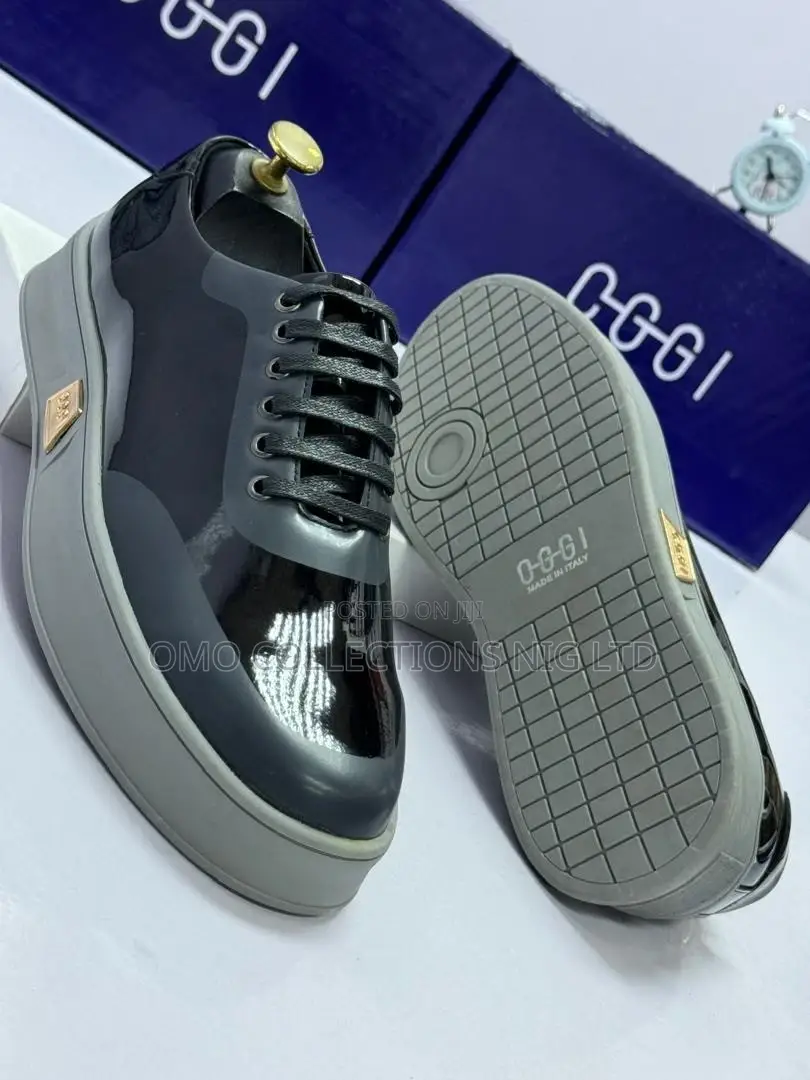 Italian Men's Black Patent Leather Sneakers With Sole - Fully Boxed