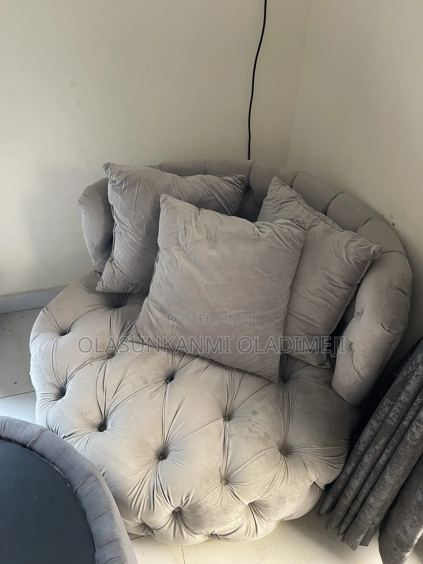 Luxury 2-Seater Tufted Sofa + Round Coffee Table for Sale