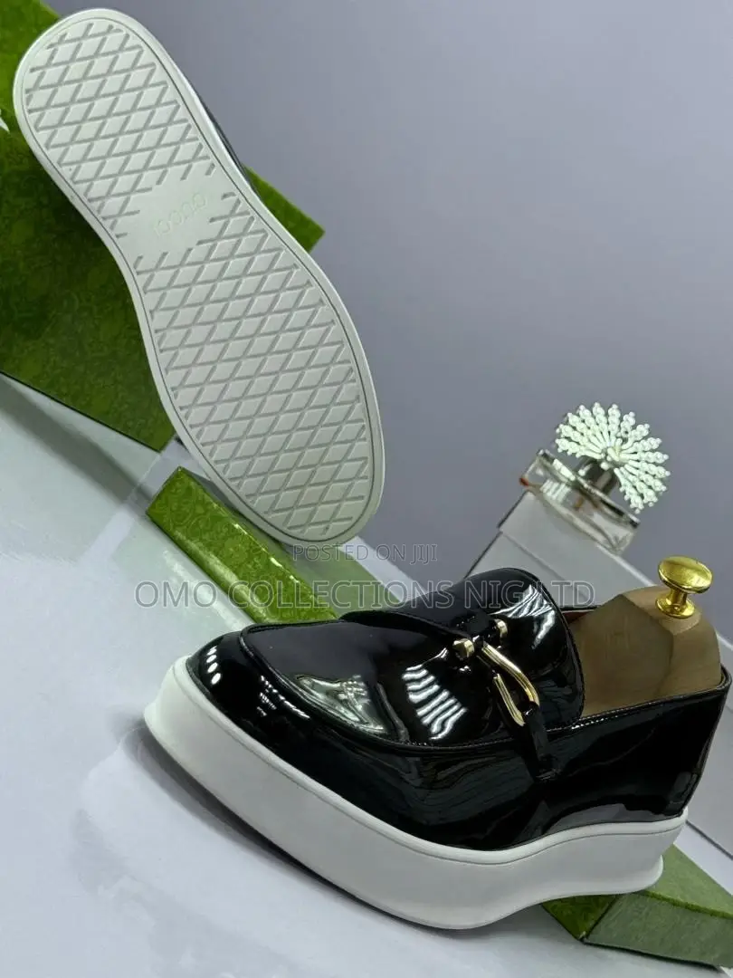 Designer Gucci Men's Black Patent Leather Shoes - Fully Boxed