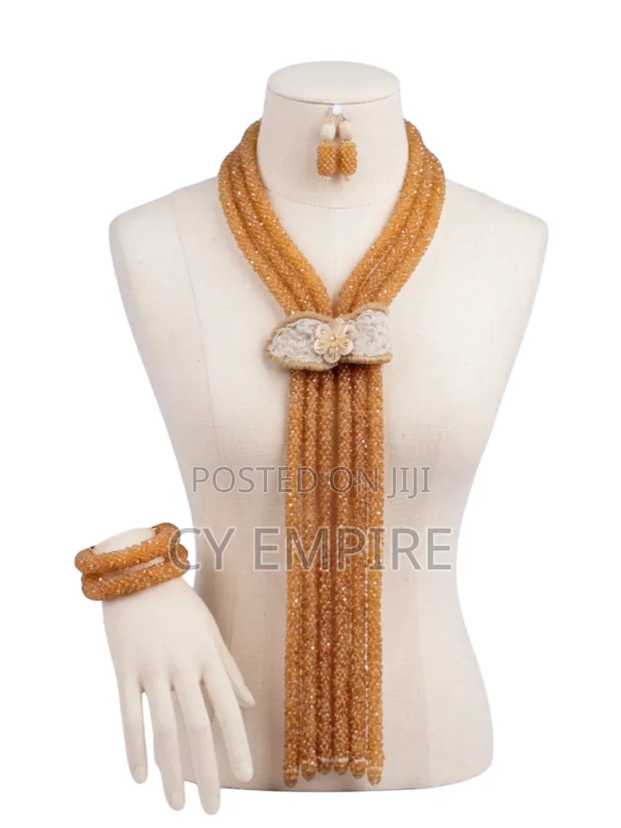 Golden Elegance Beaded Jewelry Set