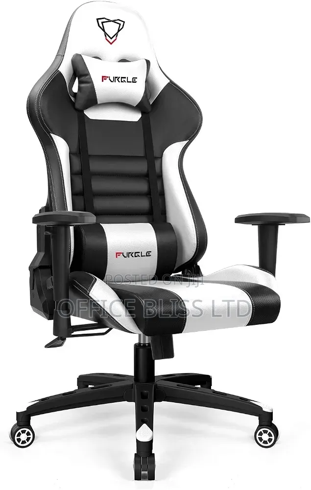 Premium Gaming Chair With Footrest ( Black X White)