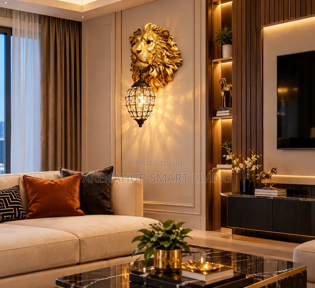 American Retro Creative Lion Head Wall Lamp Resin Led Wall Lamp