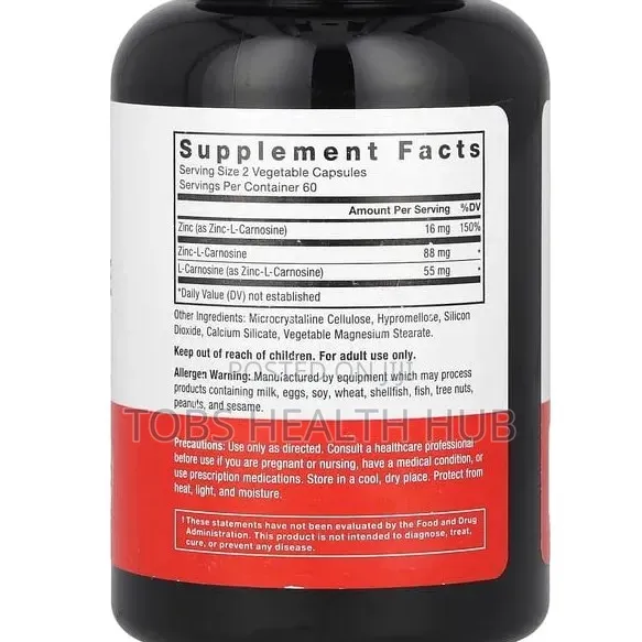 Force Factor Zinc-L-Carnosine Complex - 120 Capsules