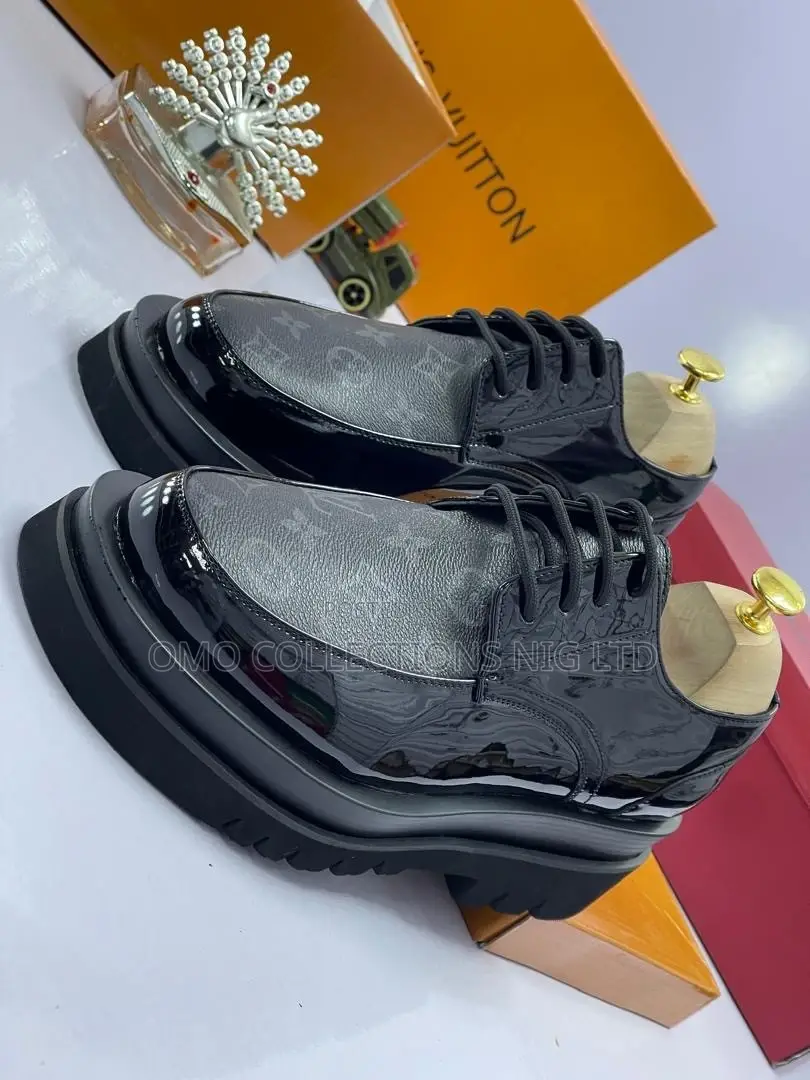 Louis Vuitton Men’s Black Monogram Leather Shoes – Luxury Footwear