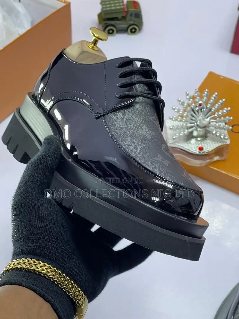 Louis Vuitton Men’s Black Monogram Leather Shoes – Luxury Footwear