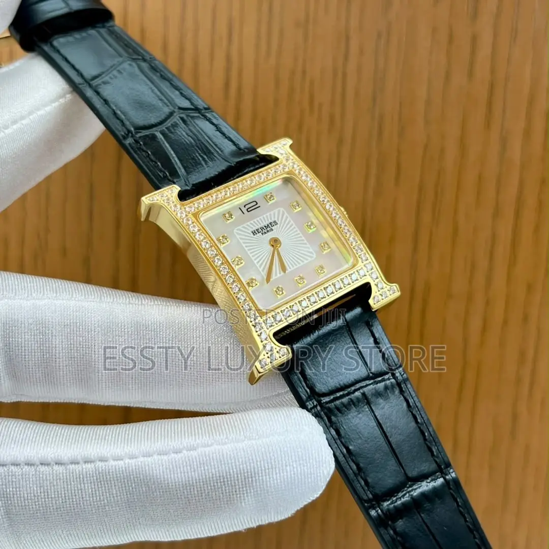 Automatic Hermes Female Stone Head Leather Watch
