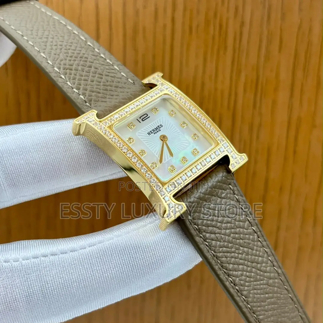 Automatic Hermes Female Stone Head Leather Watch