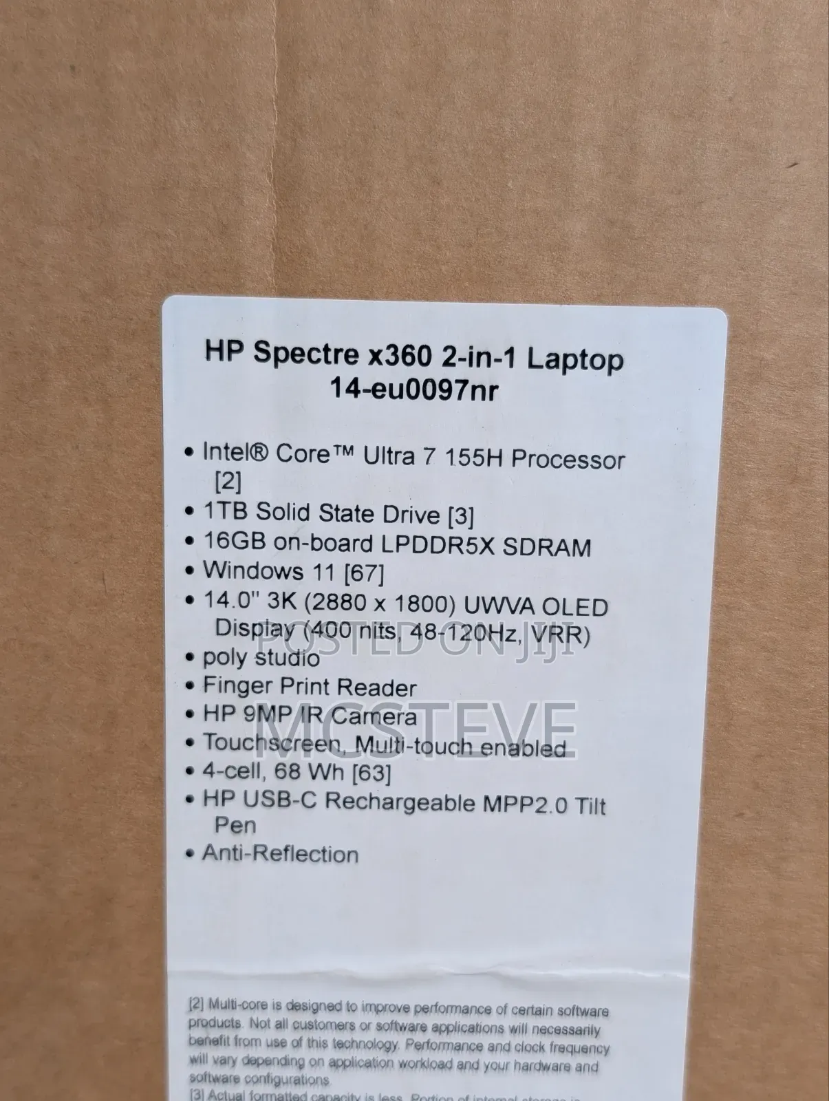 New Laptop HP Spectre 14 1GB Intel Core Ultra 7 SSD 1T