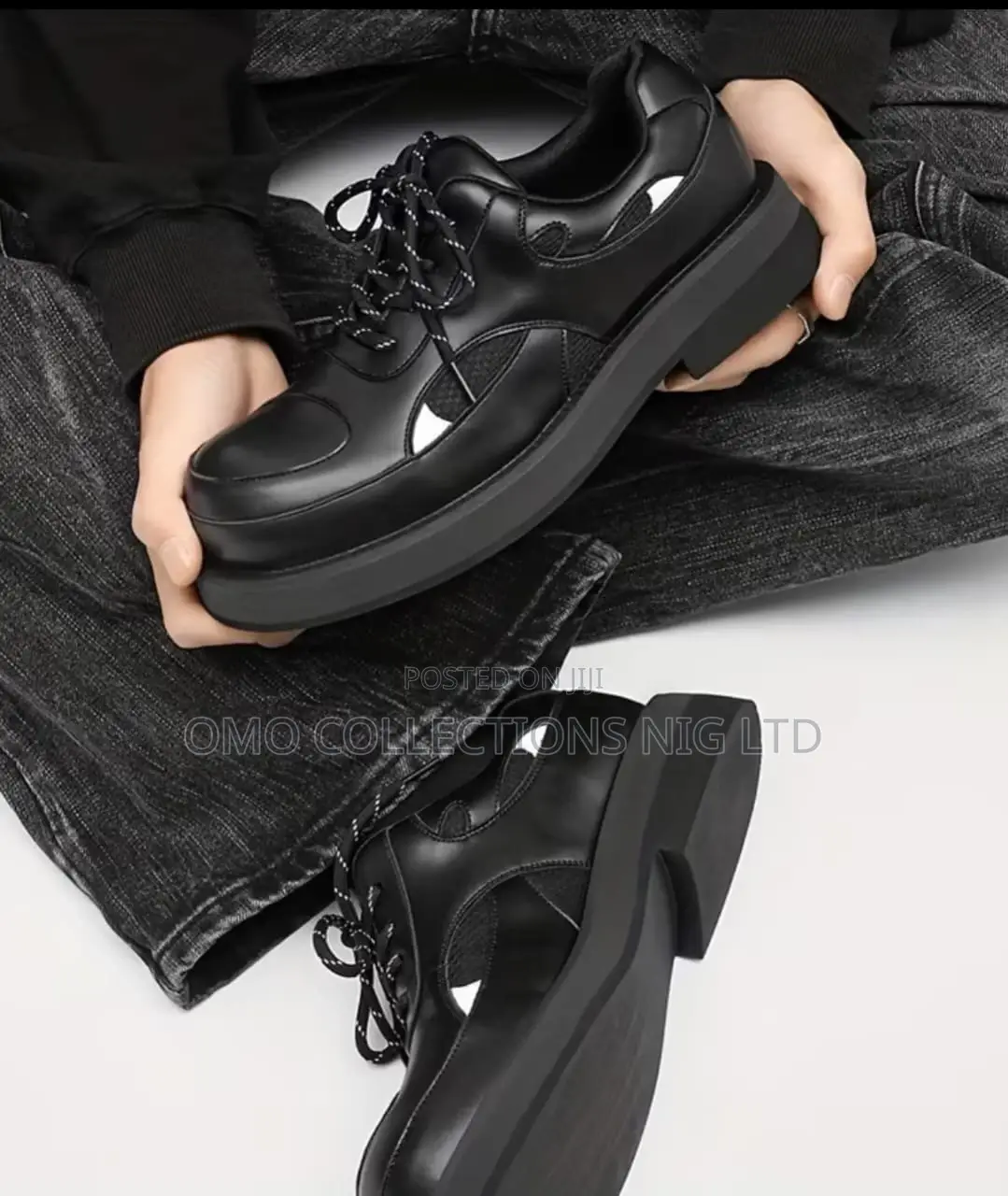 UrbanEdge Men’s Black Platform Oxford Shoes – Fully Boxed