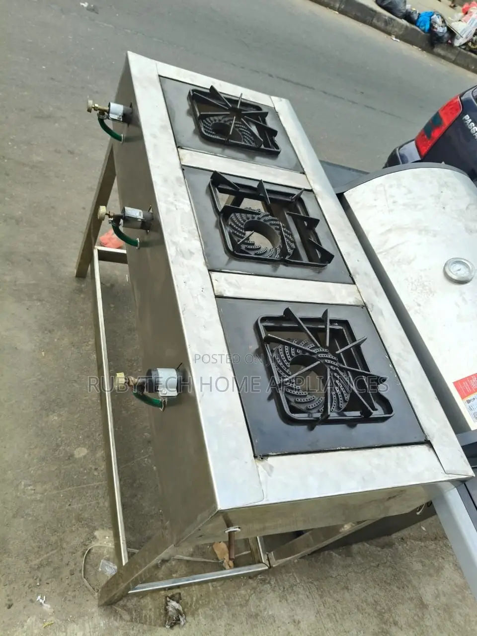 3 Burner Industrial Steel Gas Cooker – Durable Heavy Duty
